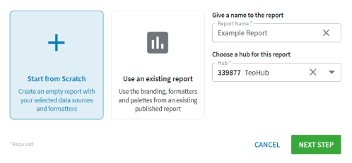 Initial report creation setup