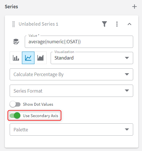 Selecting to use the secondary axis for this series
