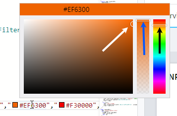 Example of the color picker using hex code