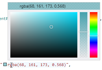 Example of the color picker using rgba code