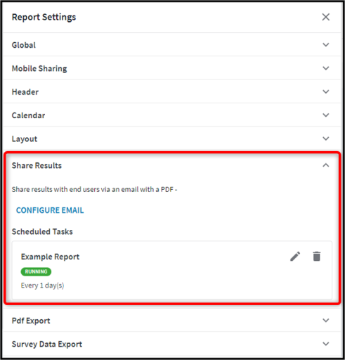 Viewing existing scheduled PDF exports