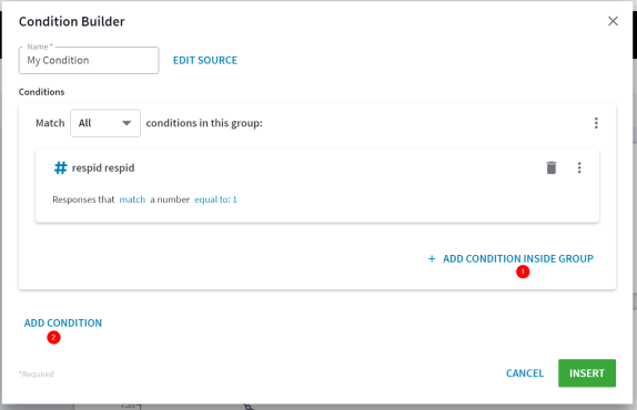 Adding conditions inside or outside the group