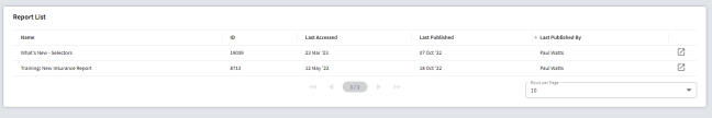 Example of a report list widget
