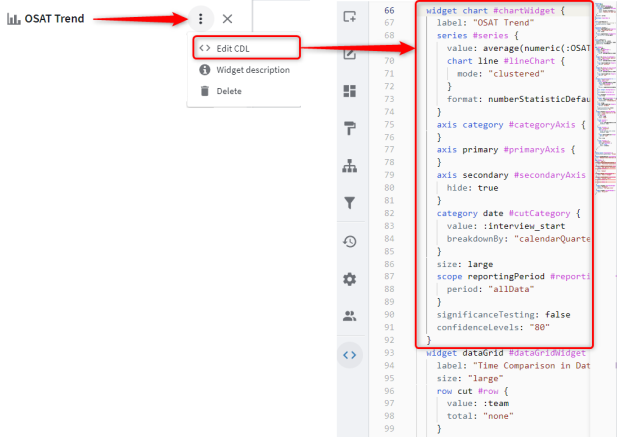 Viewing the widget in the CDL editor