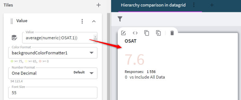Setting up a value tile