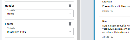 Example of headers and footers in use