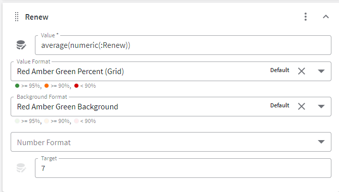 Continued value setup for the key metrics scorecoard widget
