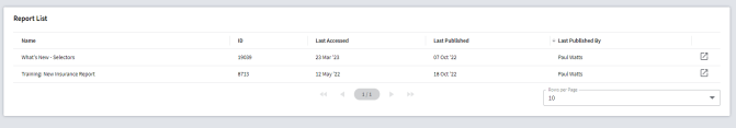 Resulting report list widget with the above setup