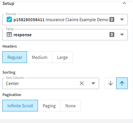 Setting up a table widget