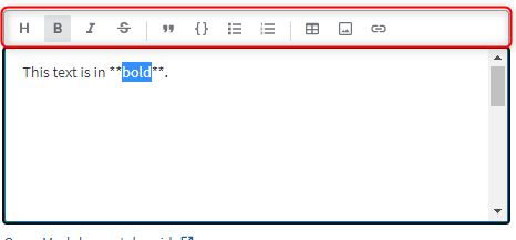 The markdown widget toolbar