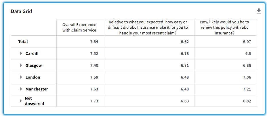 Example of a Data Grid widget