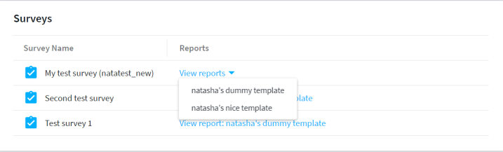 Example of a program survey list widget