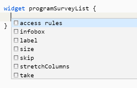 Program Survey List Properties